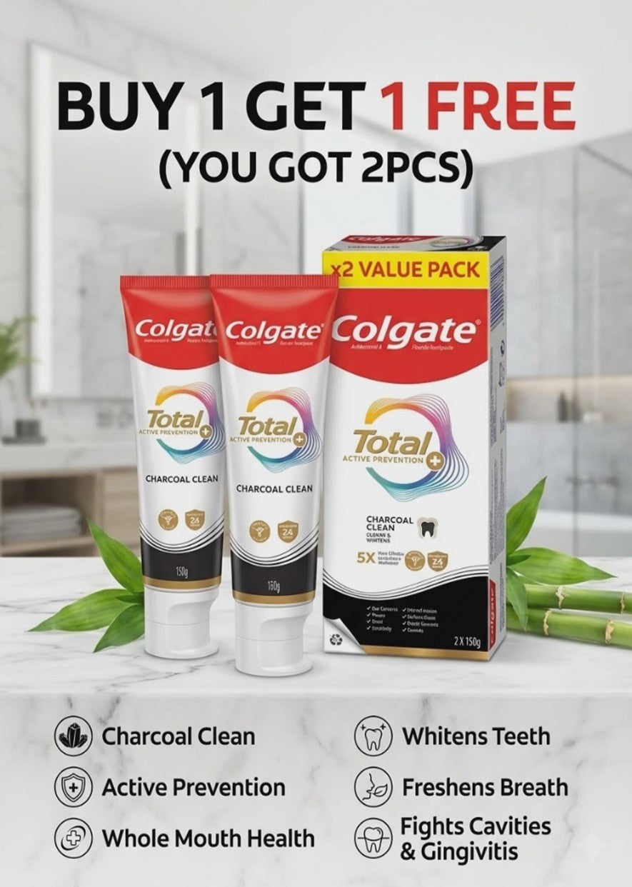 Total Charcoal Clean COLGATE toothpaste 150g Twin Pack | Deep Clean Toothpaste