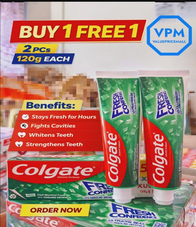 Colgate Fresh Confidence Cool Menthol Fresh 120g Twin Pack Toothpaste | Anti-Bad Breath Mint