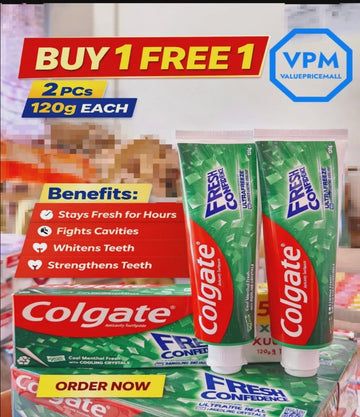 Colgate Fresh Confidence Cool Menthol Fresh 120g Twin Pack Toothpaste | Anti-Bad Breath Mint